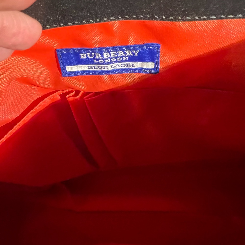 Rare Burberry Blue Signature Hobo striped vibrant colors w/black leather trim - Picture 10 of 15